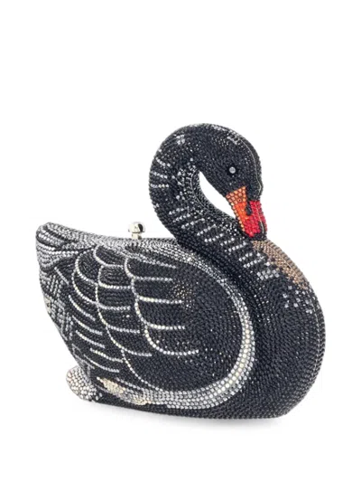Judith Leiber Odile Crystal-embellished Swan Clutch Bag In Black