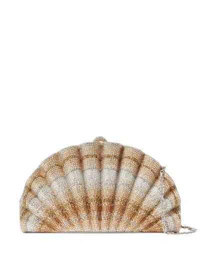 Judith Leiber Origami Crystal-embellished Shell Clutch Bag In Metallic