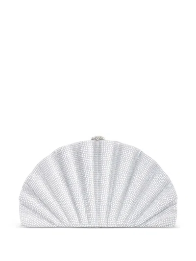 Judith Leiber Couture Origami Fan Crystal Embellished Satin Clutch In Gray