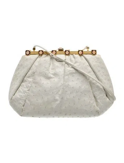 Pre-owned Judith Leiber Ostrich Crossbody Bag In Neutrals