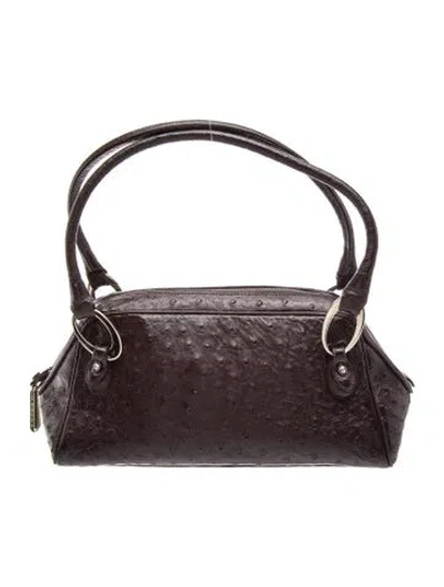Pre-owned Judith Leiber Ostrich Shoulder Bag In Brown