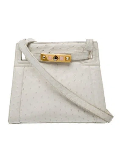Pre-owned Judith Leiber Ostrich Shoulder Bag In Neutrals