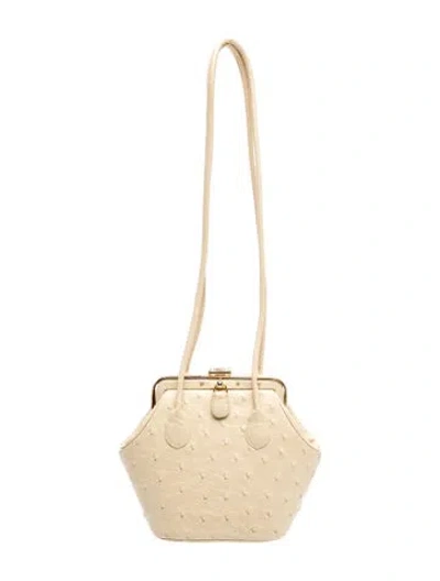Pre-owned Judith Leiber Ostrich Shoulder Bag In Neutrals