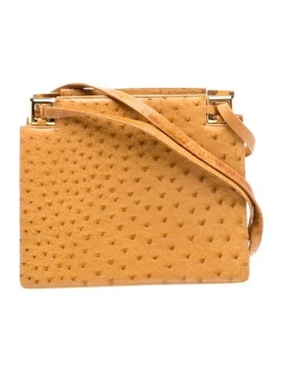 Pre-owned Judith Leiber Ostrich Shoulder Bag In Orange
