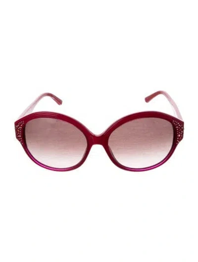 Pre-owned Judith Leiber Oversize Gradient Sunglasses In Red