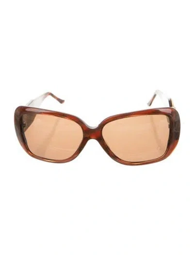 Pre-owned Judith Leiber Oversize Tinted Sunglasses In Brown