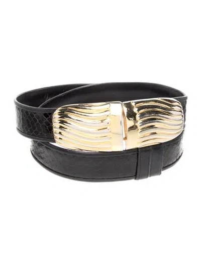 Pre-owned Judith Leiber Patent Leather Belt In Black
