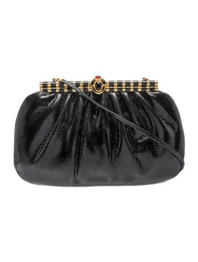 Pre-owned Judith Leiber Patent Leather Clutch In Black