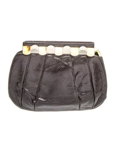 Pre-owned Judith Leiber Patent Leather Clutch Vintage In Grey