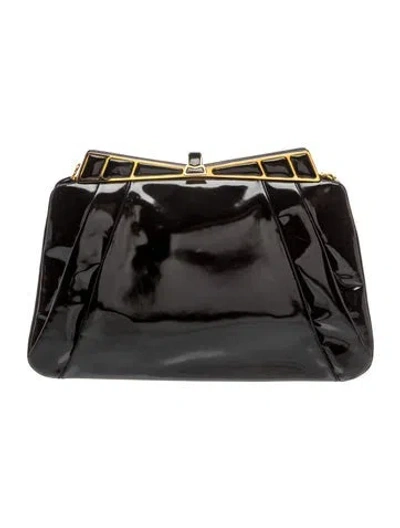 Pre-owned Judith Leiber Patent Leather Evening Bag In Black