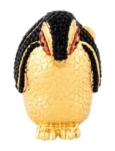 Pre-owned Judith Leiber Penguin Pill Case In Black