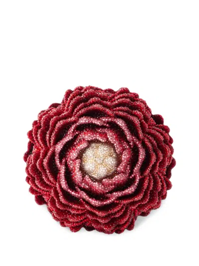 Judith Leiber Peony Flame Crystal-embellished Clutch Bag In Red