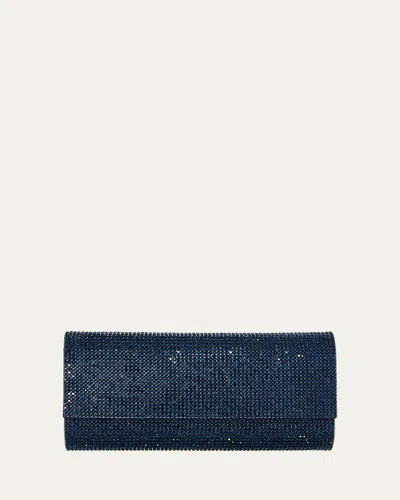 Judith Leiber Perry Beaded Crystal Clutch Bag In Silver/midnight Navy