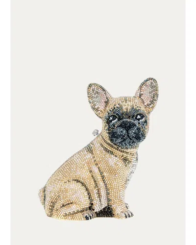 Judith Leiber Pierre French Bulldog Crystal Clutch Bag, Champagne In Brown