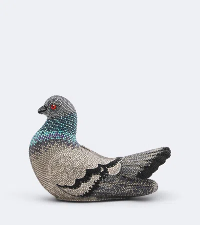 Judith Leiber Pigeon Embellished Clutch In Grey