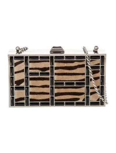 Pre-owned Judith Leiber Ponyhair Minaudière In Neutral