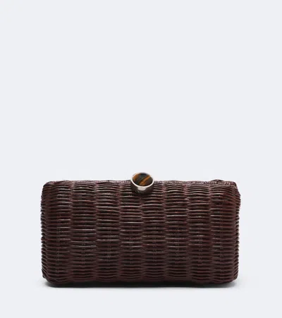 Judith Leiber Poppy Embellished Woven Clutch In Braun