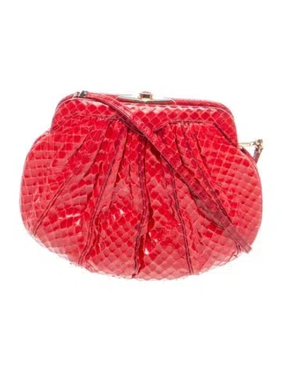 Pre-owned Judith Leiber Python Crossbody Bag In Red