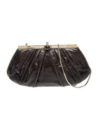 Pre-owned Judith Leiber Python Evening Bag In Black