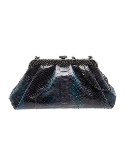 Pre-owned Judith Leiber Python Evening Bag In Blue