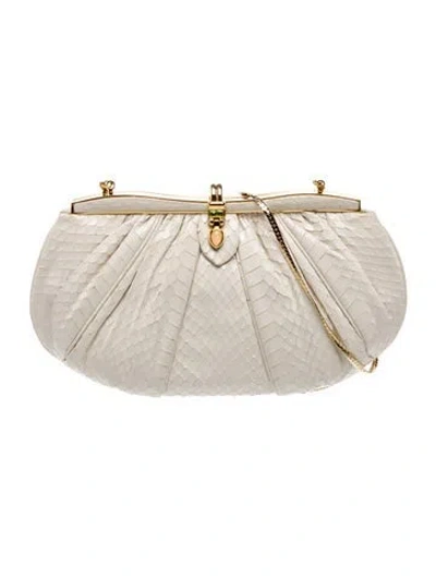 Pre-owned Judith Leiber Python Evening Bag In Neutral