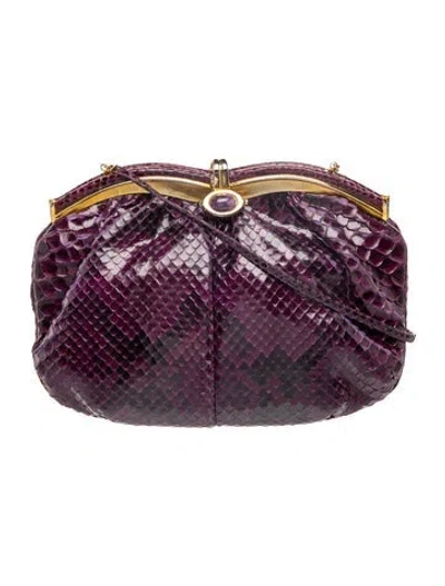 Pre-owned Judith Leiber Python Evening Bag In Purple