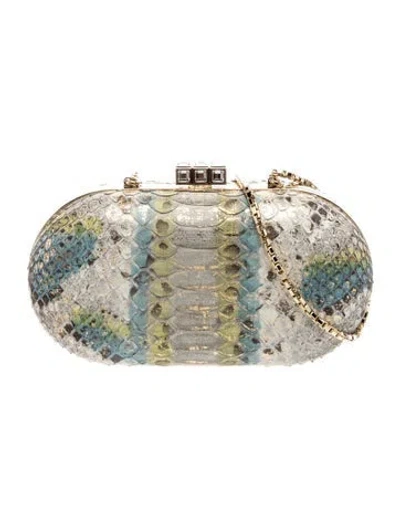 Pre-owned Judith Leiber Python Minaudière In Multi