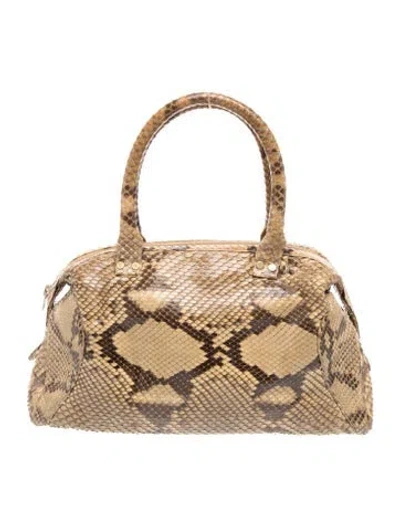 Pre-owned Judith Leiber Python Top Handle Bag In Neutrals