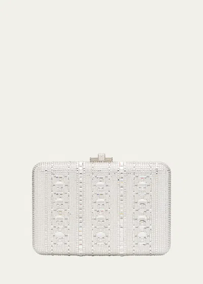 Judith Leiber Radiant Jewel Crystal Slim Clutch Bag In White
