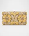 Judith Leiber Rectangle Gilded Stamp Crystal Clutch Bag In Silver Aurum Mutli