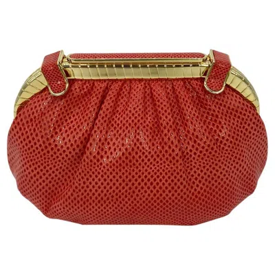 Pre-owned Judith Leiber Red Lizard Clutch