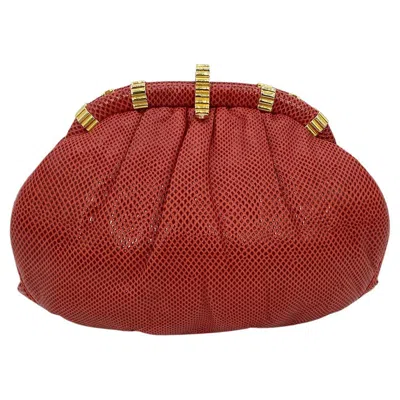 Pre-owned Judith Leiber Red Lizard Clutch