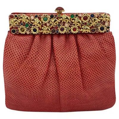 Pre-owned Judith Leiber Red Lizard Clutch