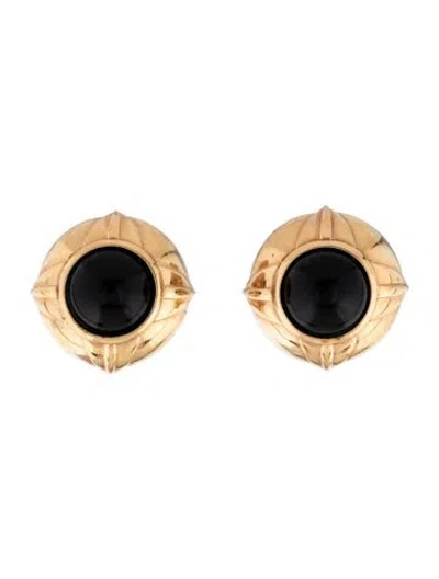 Pre-owned Judith Leiber Resin Stud Clip-on Earrings In Black
