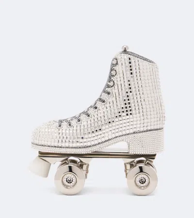 Judith Leiber Roller Skate Roxie Embellished Clutch In Silver
