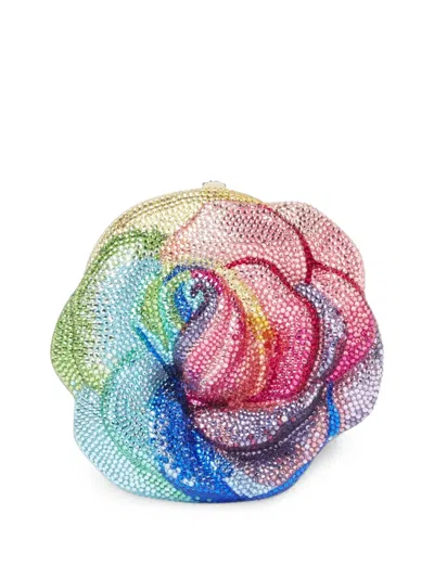 Judith Leiber Rose Celina Crystal-embellished Floral-shaped Clutch Bag In Multi