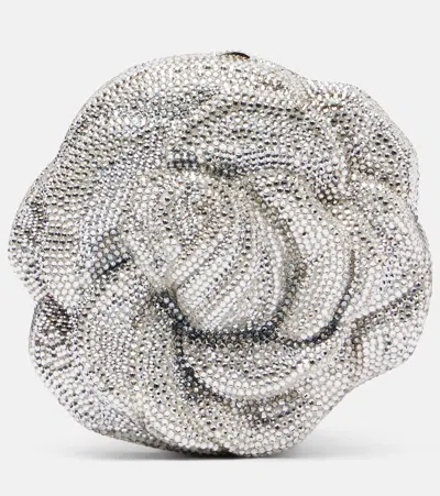 Judith Leiber Rose Desirée Small Embellished Clutch In Silver