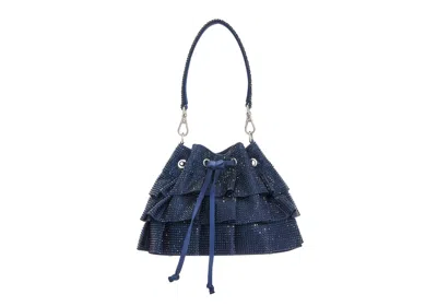 Judith Leiber Ruffle Pouch In Blue