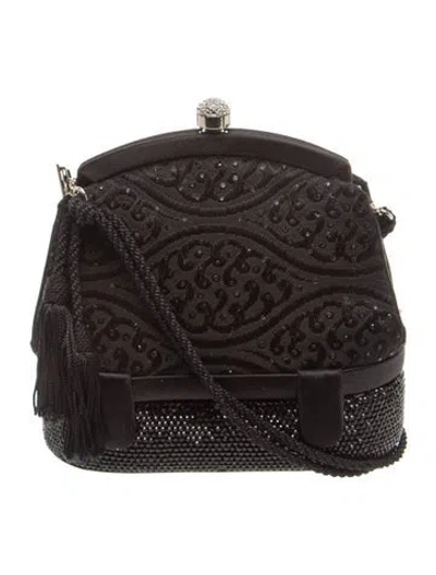 Pre-owned Judith Leiber Satin Bucket Bag In Black