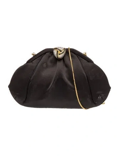 Pre-owned Judith Leiber Satin Clutch In Black