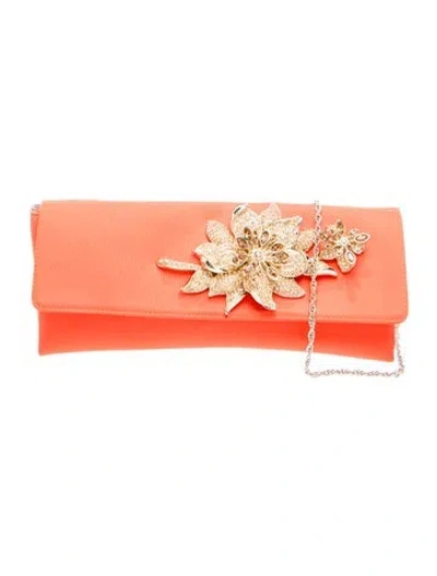 Pre-owned Judith Leiber Satin Clutch In Orange