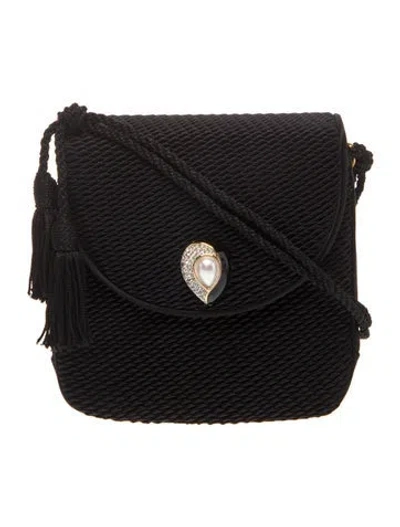 Pre-owned Judith Leiber Satin Crossbody Bag In Black