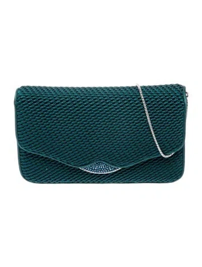 Pre-owned Judith Leiber Satin Crossbody Bag In Blue
