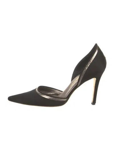 Pre-owned Judith Leiber Satin D'orsay Pumps In Black