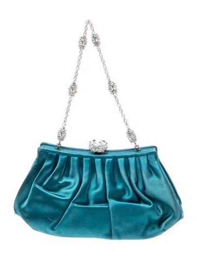 Pre-owned Judith Leiber Satin Evening Bag In Blue