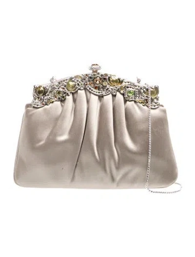 Pre-owned Judith Leiber Satin Evening Bag In Grey