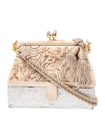 Pre-owned Judith Leiber Satin Evening Bag In Neutral