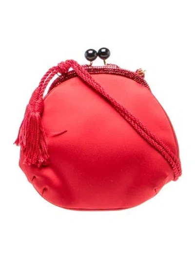 Pre-owned Judith Leiber Satin Evening Bag In Red