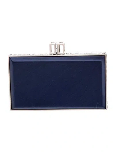 Pre-owned Judith Leiber Satin Minaudière In Blue