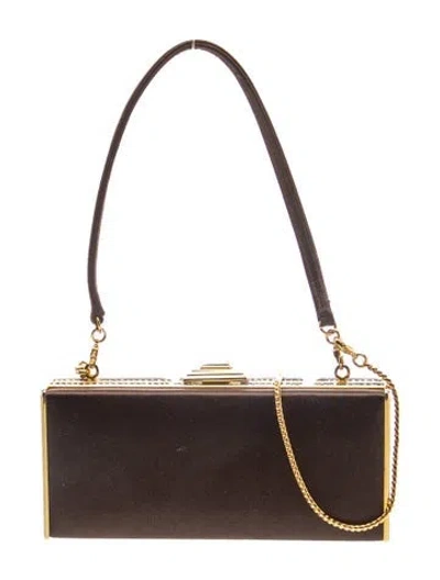 Pre-owned Judith Leiber Satin Minaudière In Brown